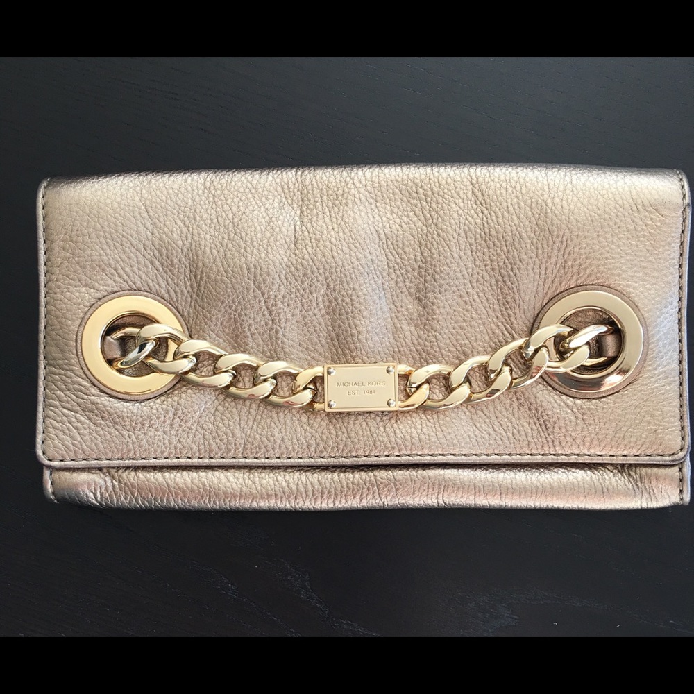 Michael Kors Vintage Gold Clutch with Chain